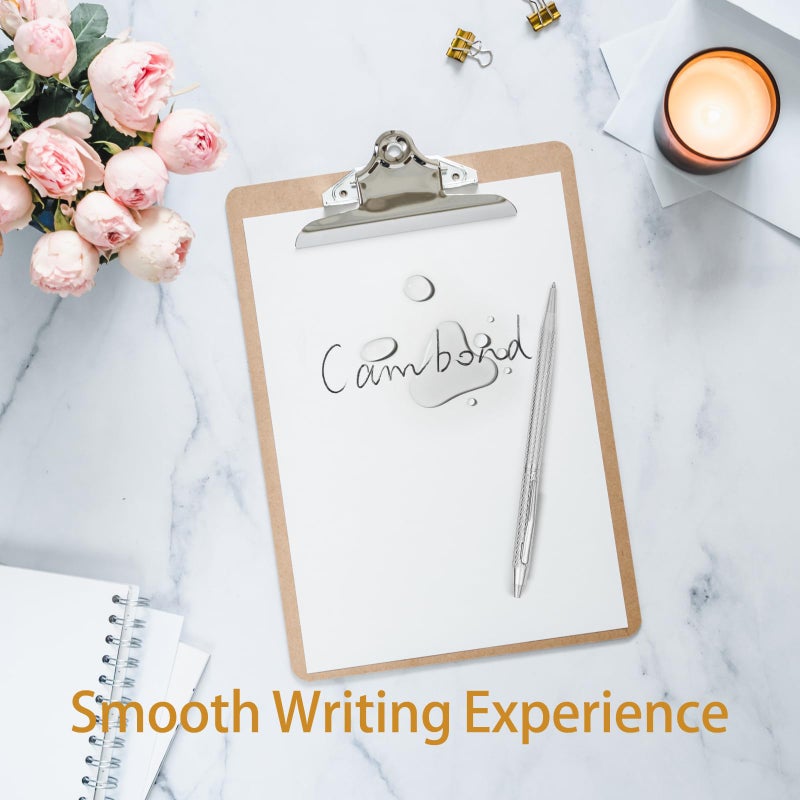 Cambond Ballpoint Pens Fancy Pens - Wedding Guest Book Metal Pen Uniform Christmas Gift Sliver Pen Black Ink 1.0mm Medium Point, 3 Pens with 3 Refills (Silver) - Image 3